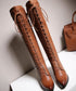 Embossed Lace-Up Tall Boots